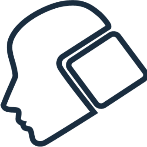 cabeza humana con segmento cuadrado (caja) que se desfragmenta de ella representando la ingeniería y contenido hecho por humanos